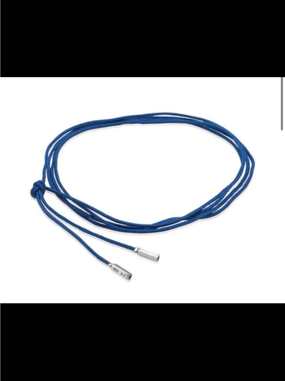 Blue Poly Cord with Sterling Silver Fabric String with Sterling Silver authentic